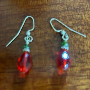 Faux Ruby Pierced Earrings